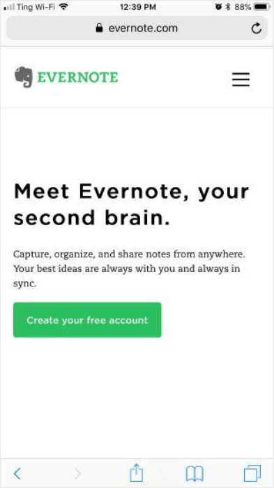 evernote mobile landing page inspiration