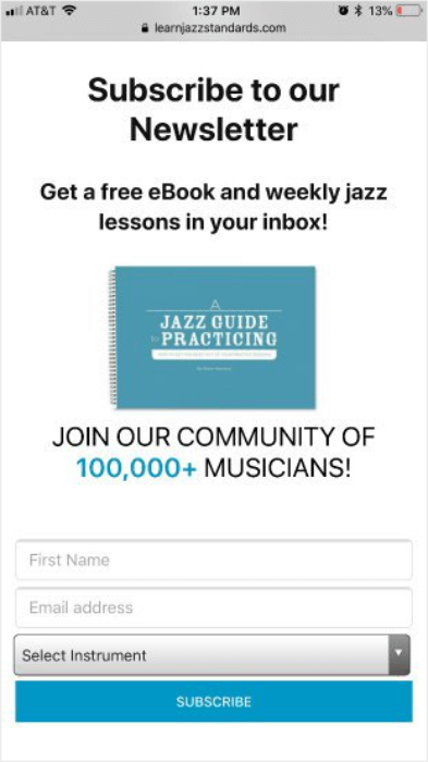 learn jazz standards mobile form