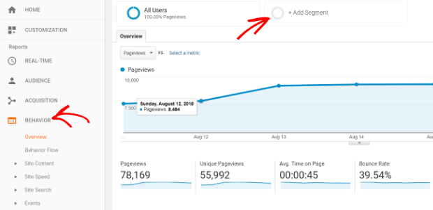 open reports and add segment