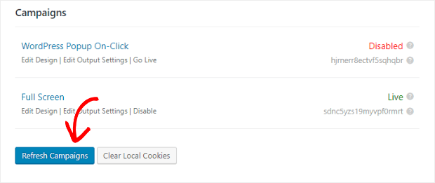 refresh optinmonster campaigns on wordpress