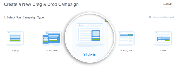 select a slide-in campaign