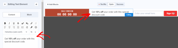 design the countdown offer text