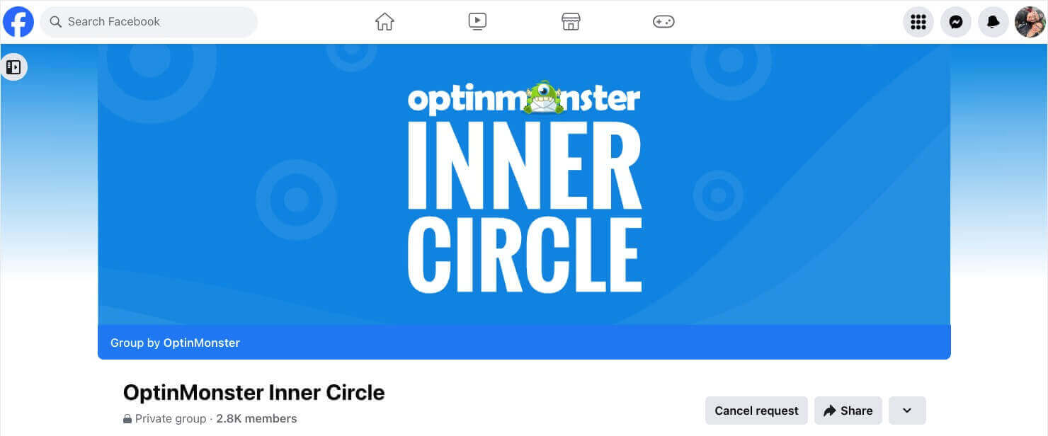 Screenshot of the OptinMonster Inner Circle Facebook Group