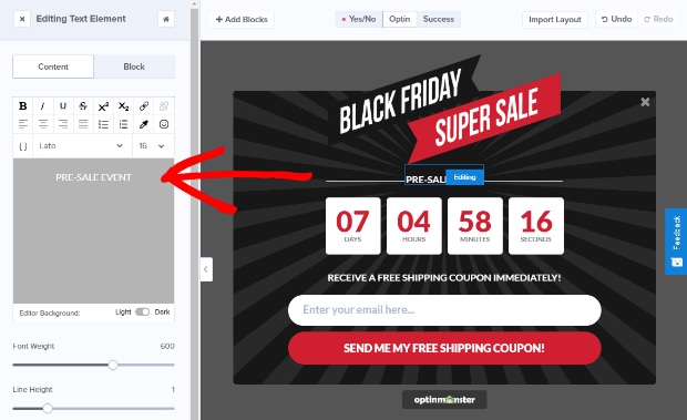 edit your black friday campaign