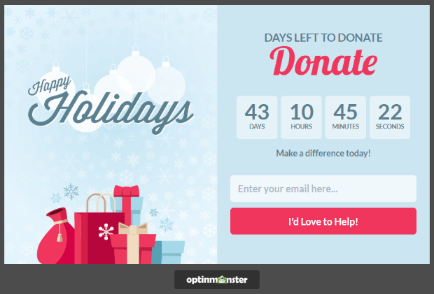 boost year-end donations with a holiday-themed popup campaign from OptinMonster