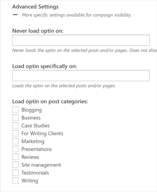 OptinMonster display settings can be refined through your WordPress dashboard