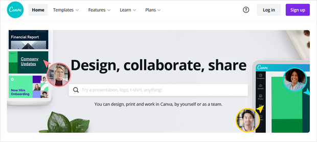 canva homepage