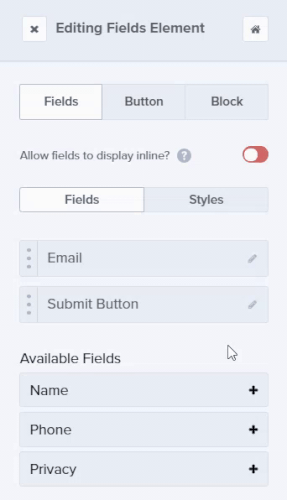 editing fields easily using drag and drop