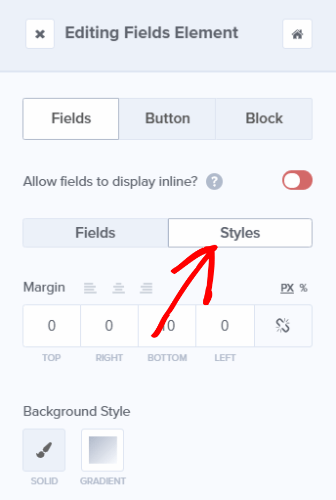 edit the optin field styles
