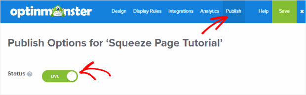 publish your squeeze page
