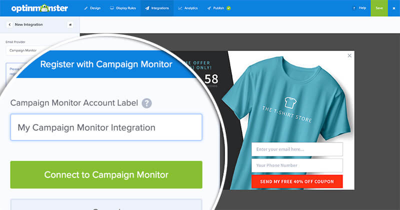 Click Connect with Campaign Monitor