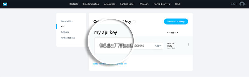 GetResponse Copy API Key