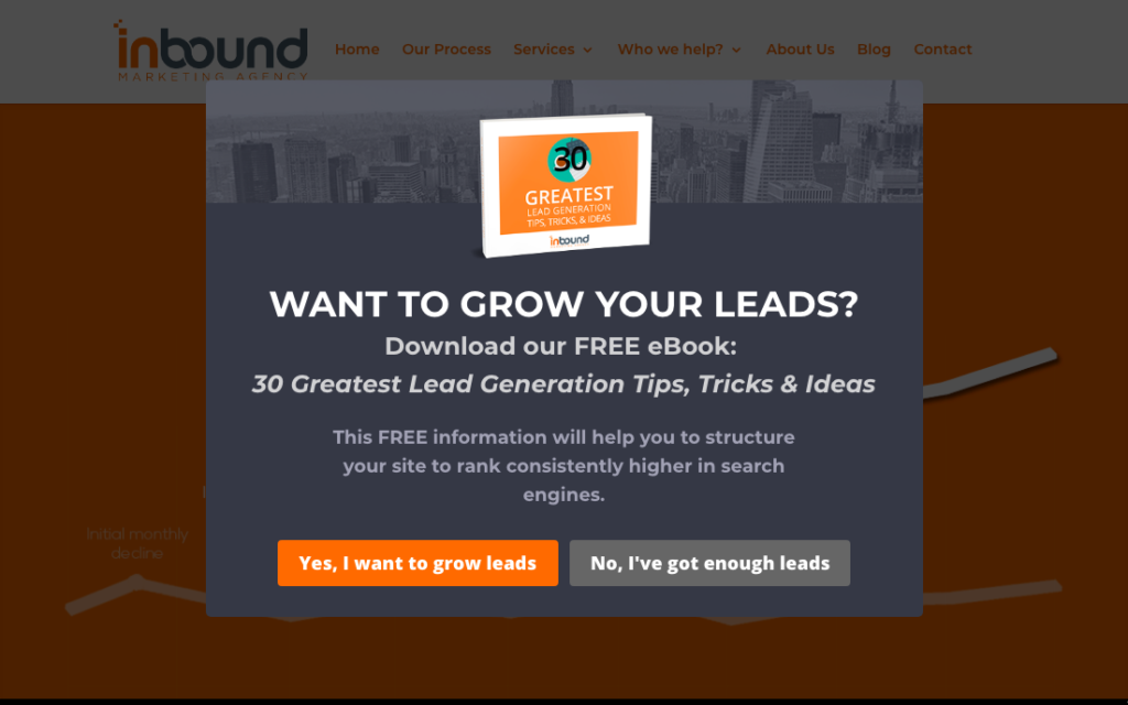 Inbound Marketing offered lead magnets using OptinMonster exit-intent to increase conversions.
