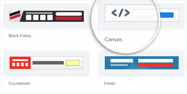 select the canvas template