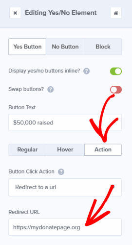 set button action