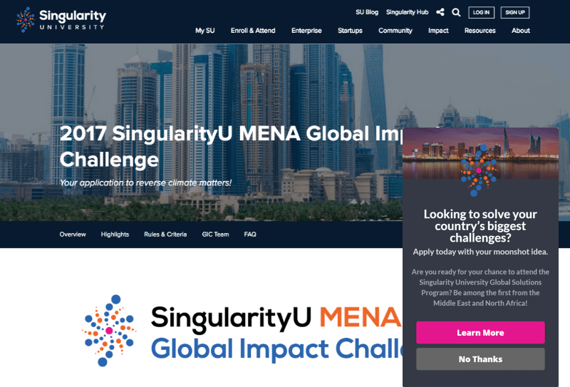 Singularity used geotargeting to show this campaign only to visitors from the Middle East and North Africa