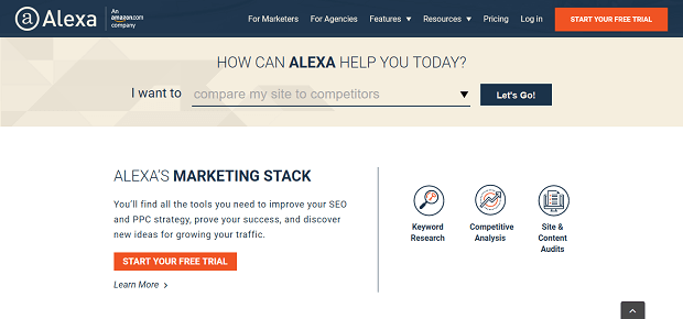 Alexa is a partly free online competitor analysis tool