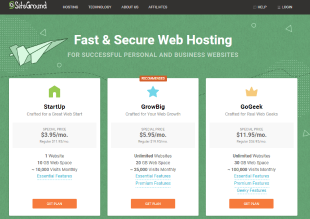 siteground is one of the fastest loading hosting platforms available