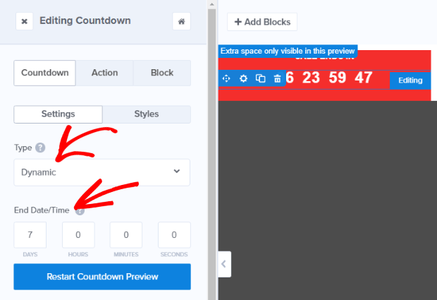 editing your countdown timer