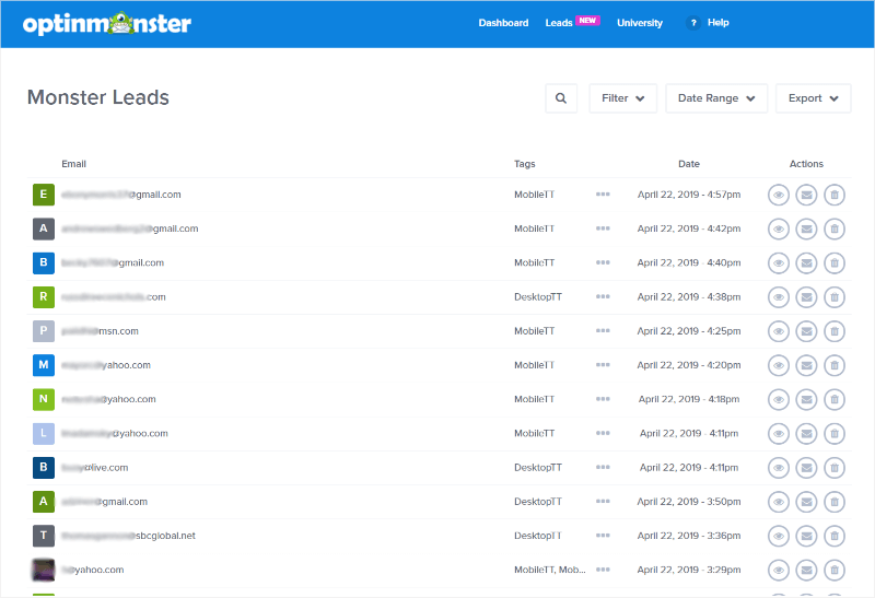 monster leads list example