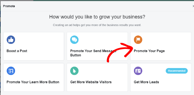 promote your page with facebook ads