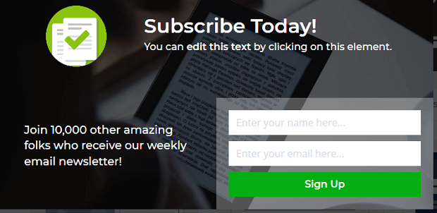 simple email subscription list popup example