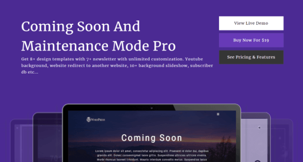 coming soon page & maintenance mode plugin