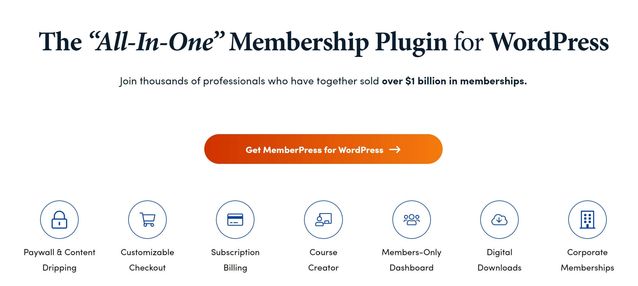 memberpress homepage showing different membership plugin features