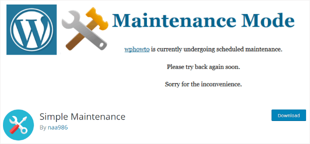 simple maintenance mode plugin
