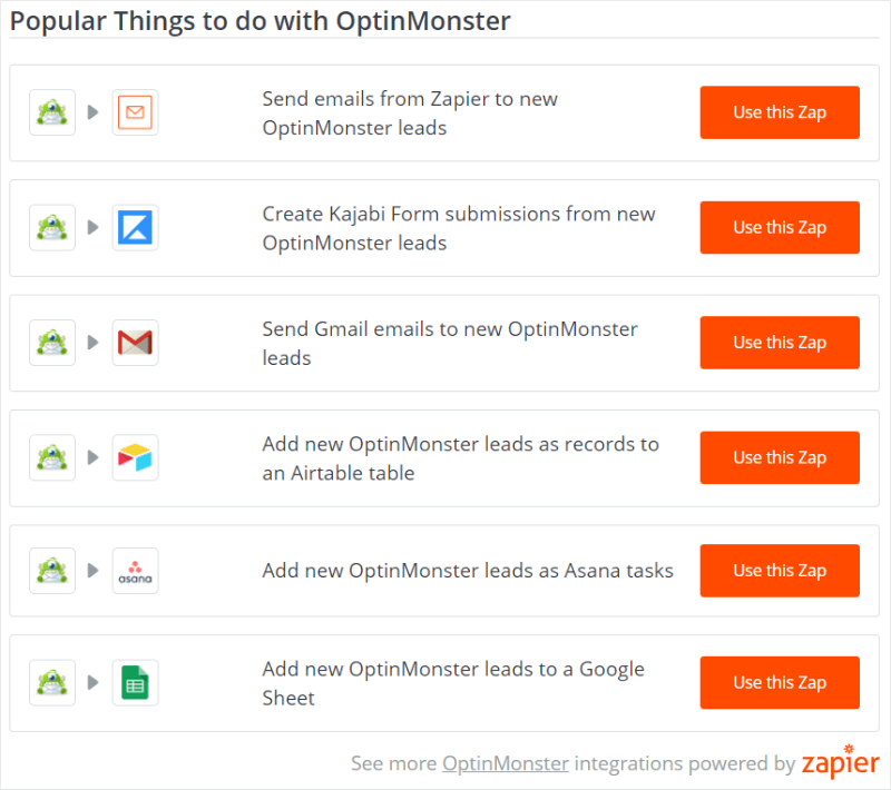 zapier and optinmonster integration