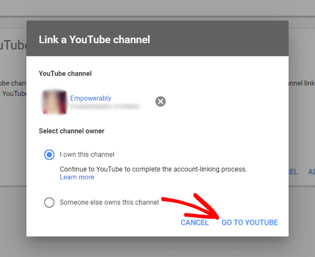 go to youtube to complete linking your accounts