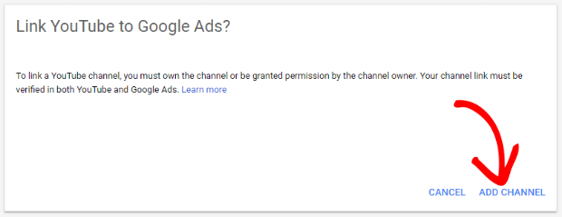 link youtube channel in google ads