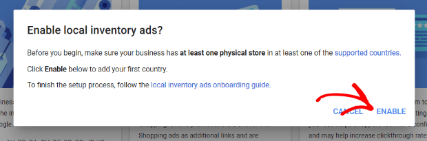 enable local inventory ads