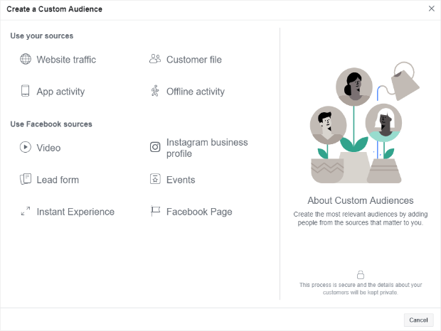facebook create a custom audience