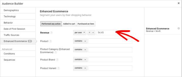 create an audience using average order value