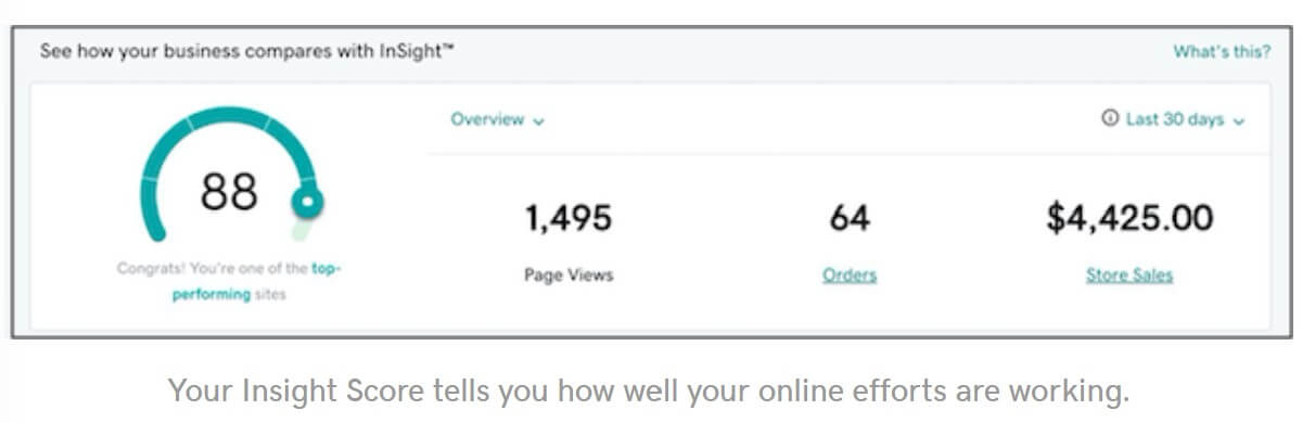 GoDaddy Insight data comparison for small businesses example