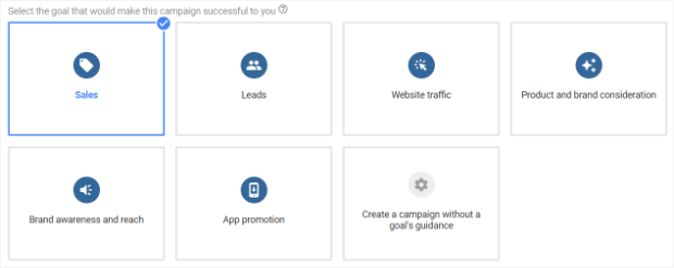 choose a goal for your google ads campaign