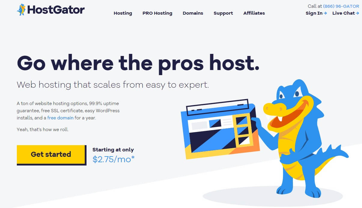 HostGator small business website builder and host homepage