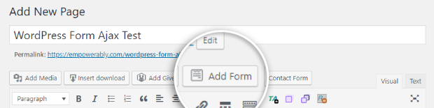 add form to wordpress page