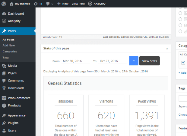analytify post page-level analytics