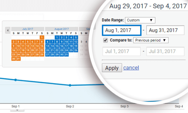 customize date range in google analytics