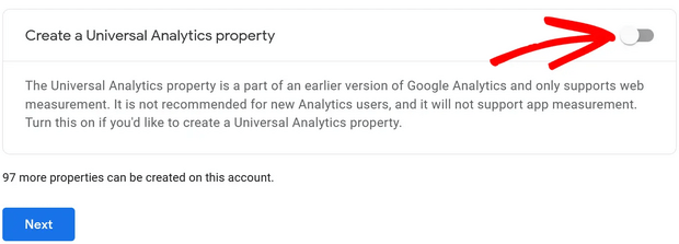 enable universal analytics property