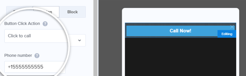 click-to-call using the mobile floating bar template