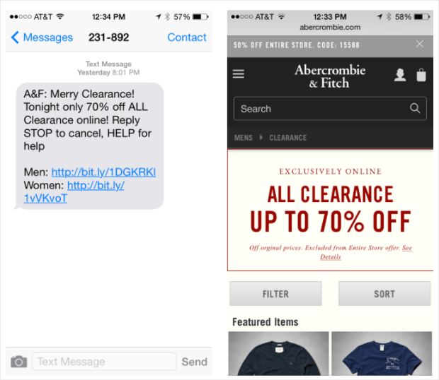 abercrombie & fitch sales promotion text