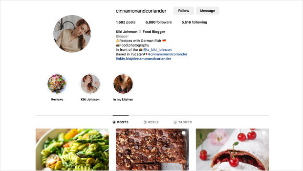 cinnamon-and-corriander-instagram-page-example