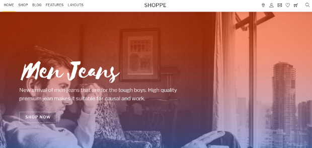 shoppe responsive ecommerce theme example men jeans man looking out window