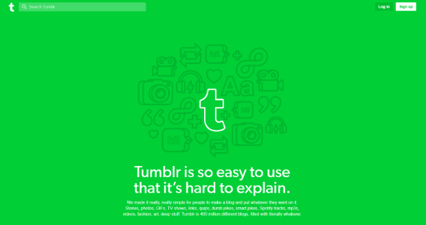 Tumblr homepage