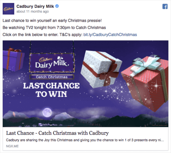 cadbury holiday facebook ad