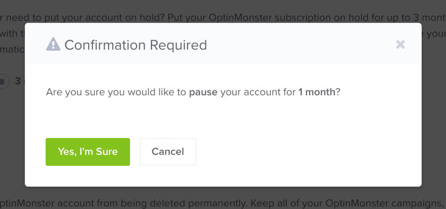 Confirm Pause Subscription