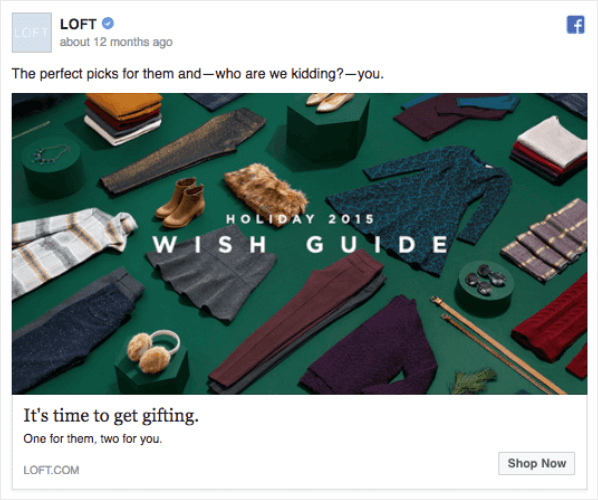 loft holiday facebook ad